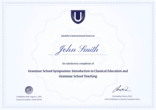 Sample ClassicalU professional certificate